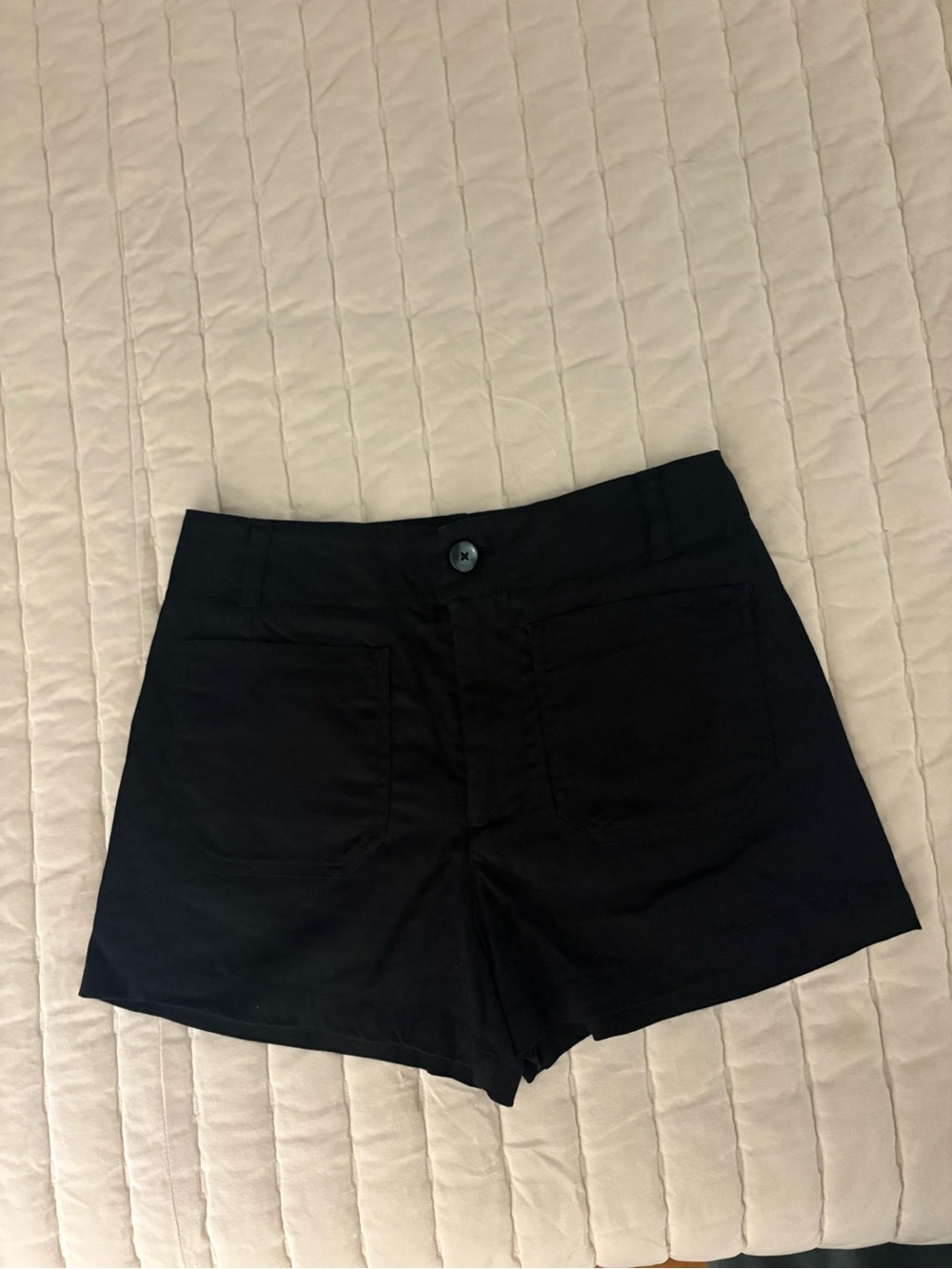 Anthropologie Maeve High-Waist Black Women's Shorts with Front Patch Pockets